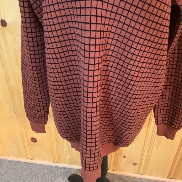 Plan C Knit Rust Geometric Jacquard V-Neck Oversized Pullover Sweater Sz-12/48 - Picture 4 of 7